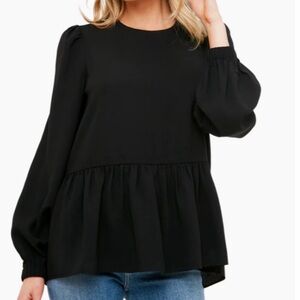Pomander Place Carlota Peplum Blouse In Black Size XXL